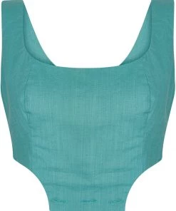 New In Collectif Talis Pinefore Top Green