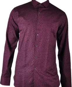 Club Of Gents Saville Row Henno Dots Shirt Bordeaux Clothing