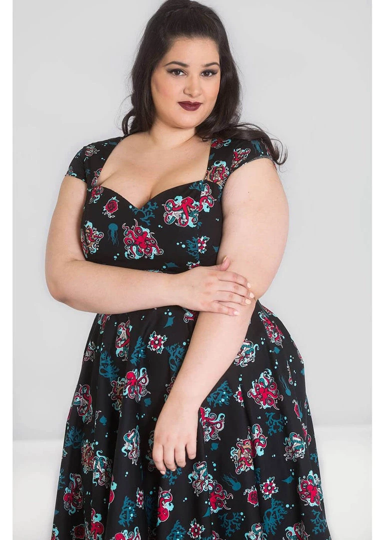 New In Hell Bunny Poseidon 50's Swing Dress Black