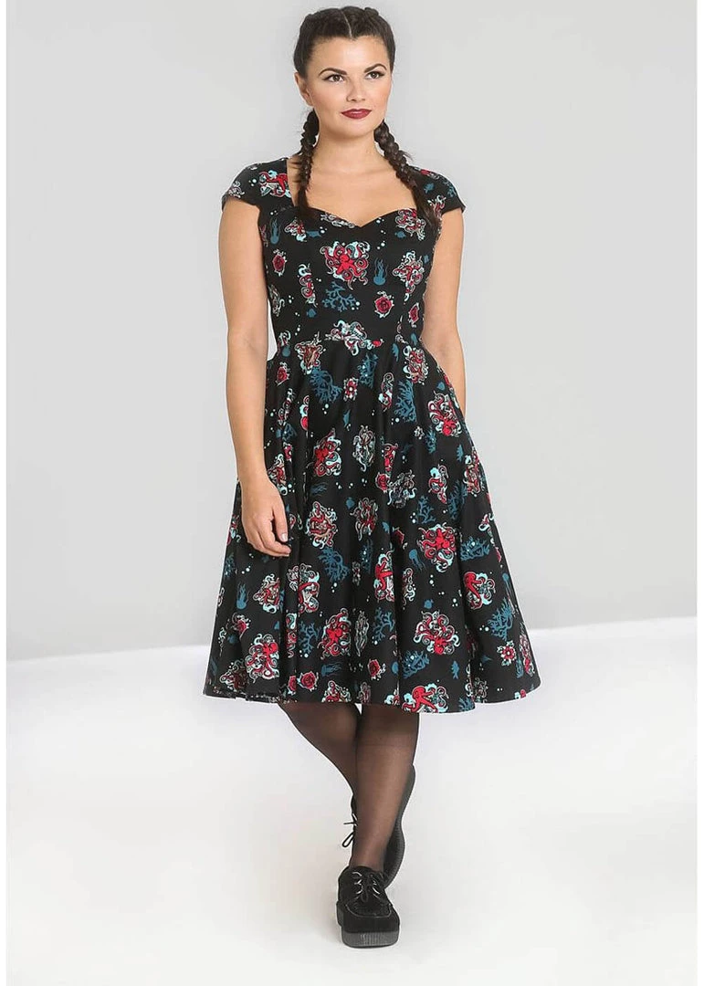 New In Hell Bunny Poseidon 50's Swing Dress Black