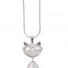 New In Succubus Smart Crystal Kitty Necklace Bright Silver