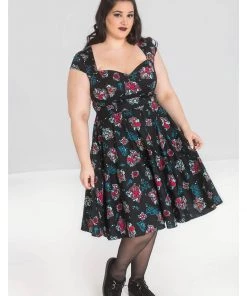 New In Hell Bunny Poseidon 50's Swing Dress Black