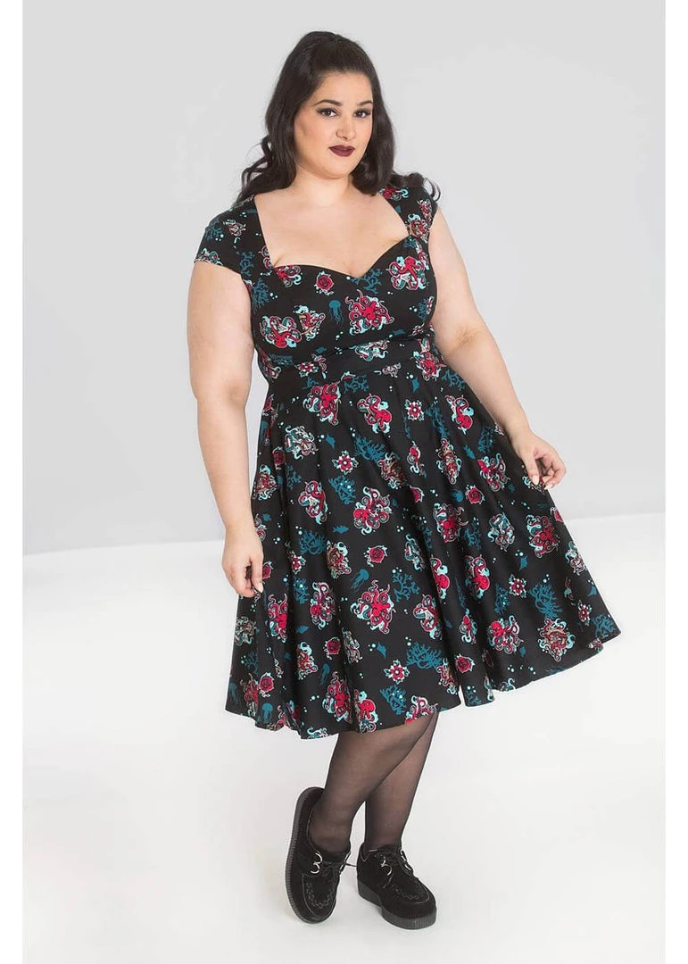 New In Hell Bunny Poseidon 50's Swing Dress Black