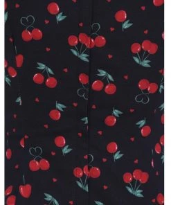 Collectif Dolores Cherry Love 50's Pencil Dress Black New In