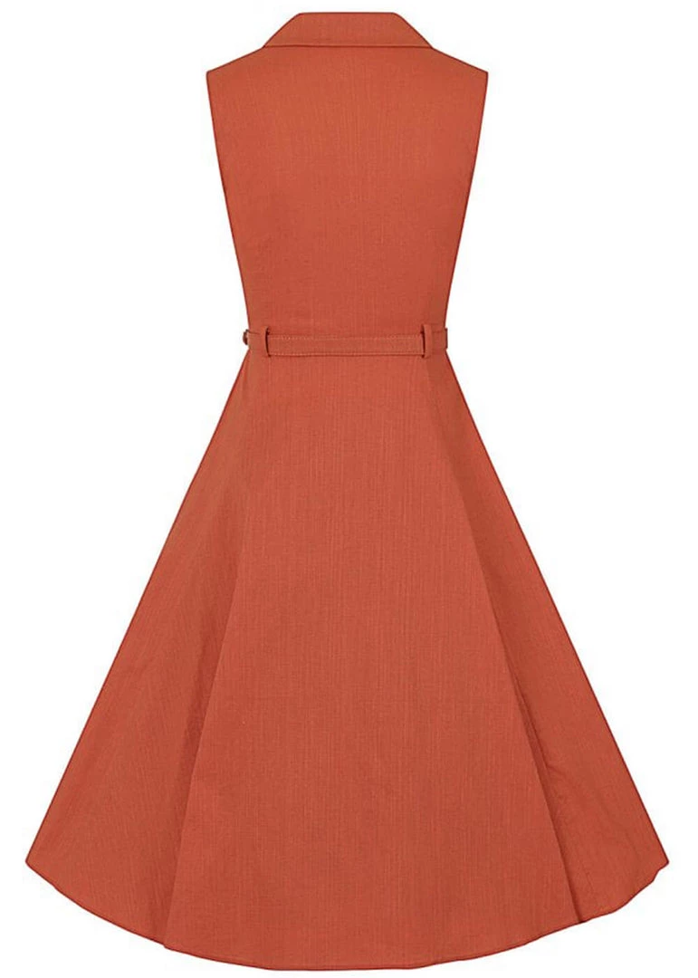 Collectif Caterina 50's Sleeveless Swing Dress Orange New In