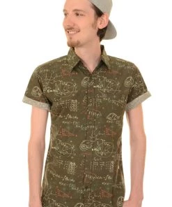 Run And Fly Mens Chalkboard 70's Shirt Grey