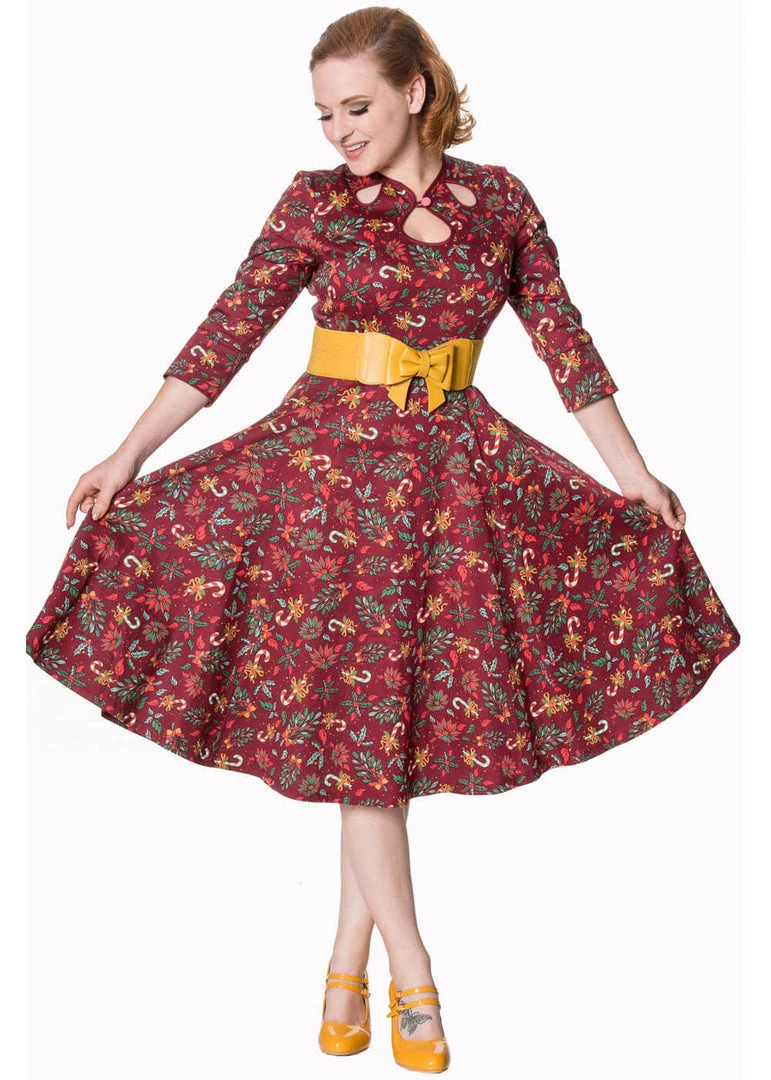 Banned Autumn Leaves Christmas 50's Swing Dress Dresses