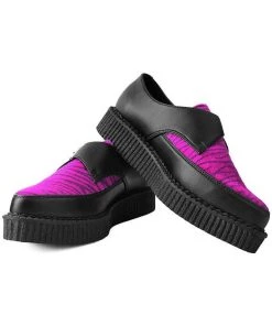 T.U.K Zebra Buckle Pointed Vegan Creepers Black Purple