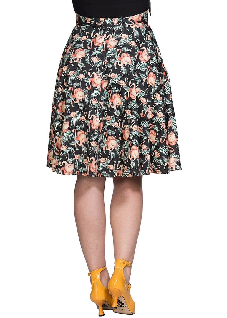 Banned Flamingo Honnie 50's Swing SKirt Black New In