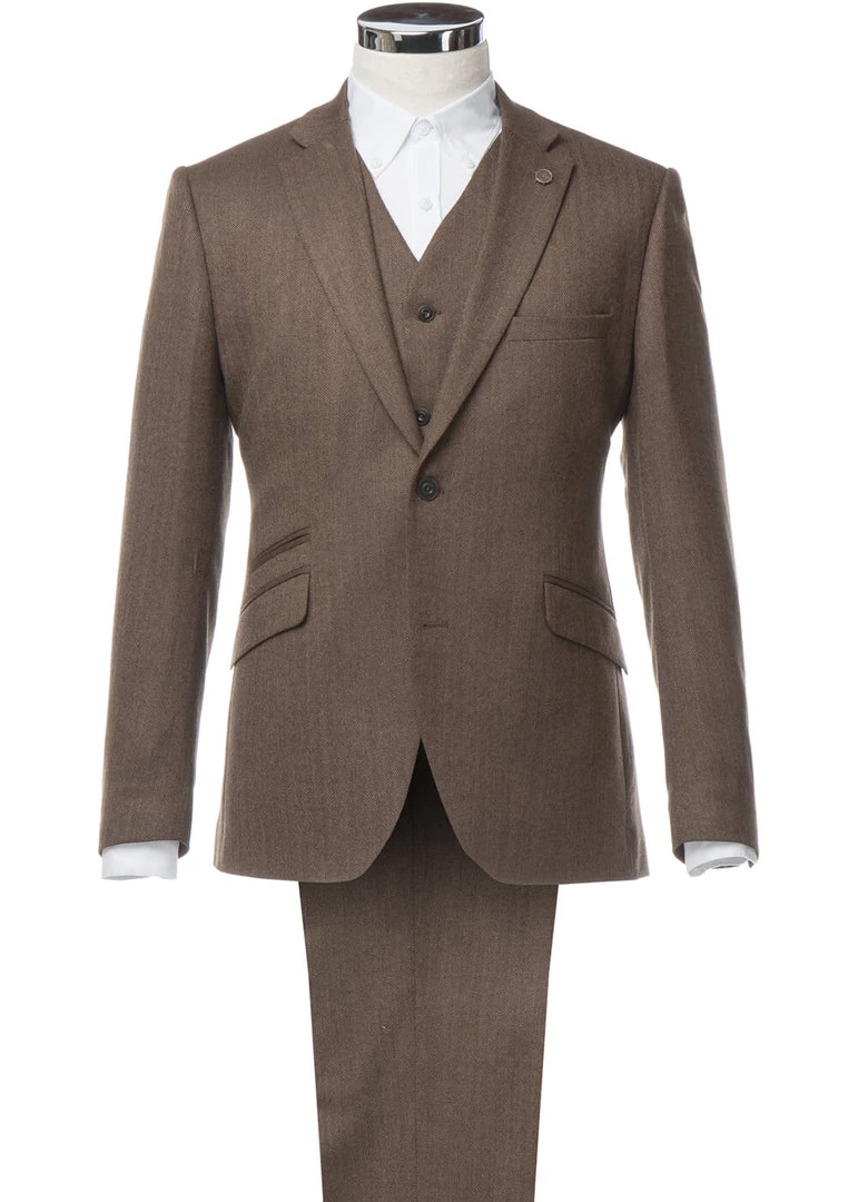 New In Gibson London Ethan Herringbone Jacket Coffee