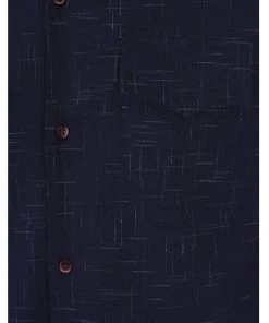 Collectif Men Adam Crosshatch Shirt Navy New In