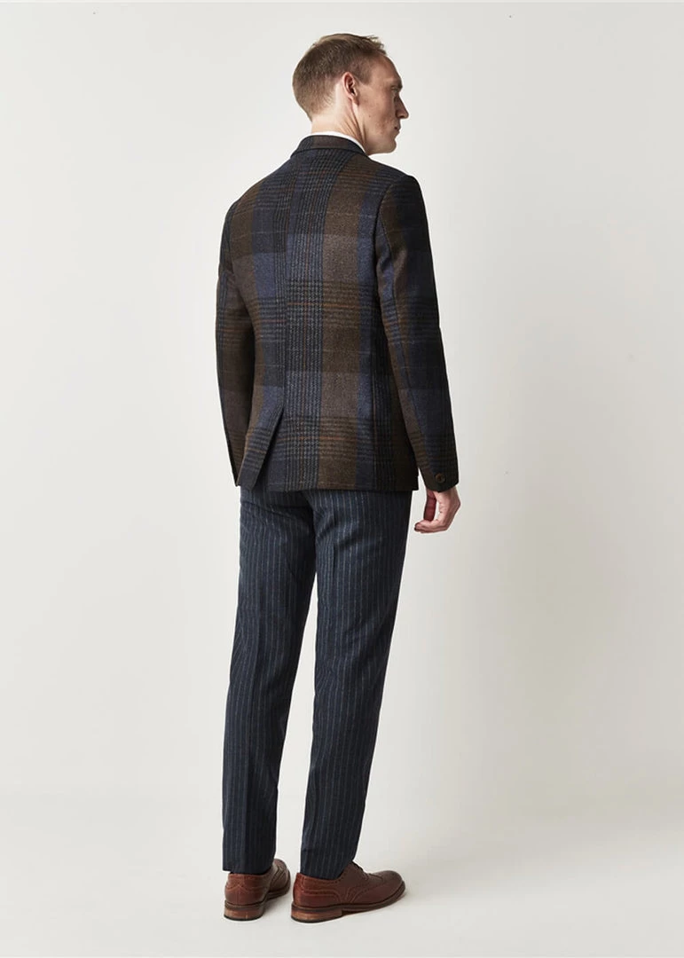 Gibson London Dennis Check Colbert Jacket Brown Blue New In