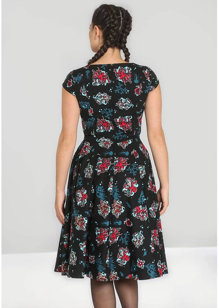 New In Hell Bunny Poseidon 50's Swing Dress Black