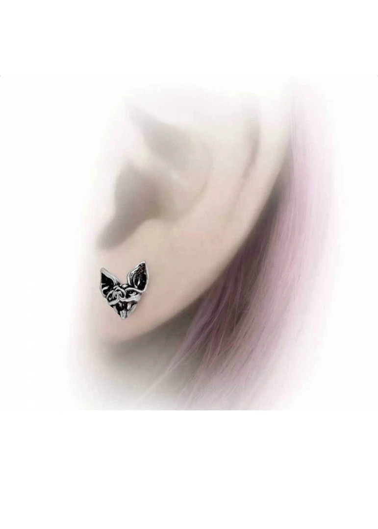Alchemy Cauchemar Bat Head Stud Earrings