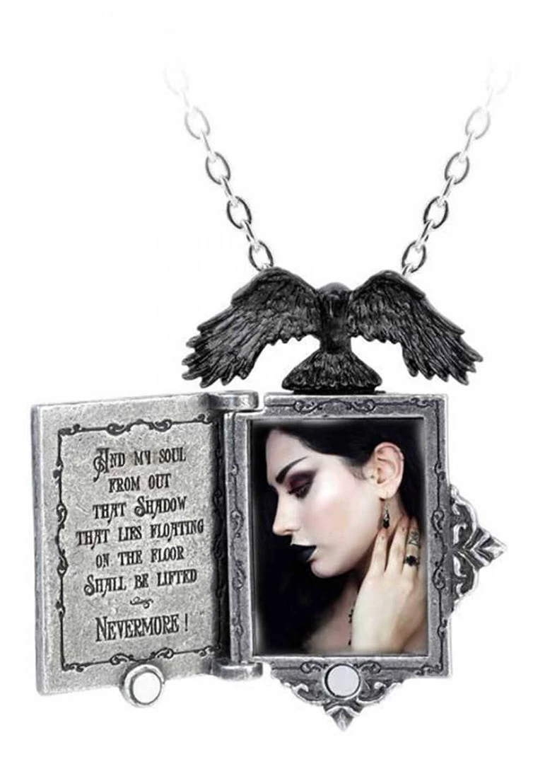 New In Alchemy Poe's Raven Locket Necklace