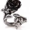 Alchemy Wild Black Rose Ring Silver New In