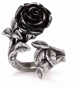 Alchemy Wild Black Rose Ring Silver New In