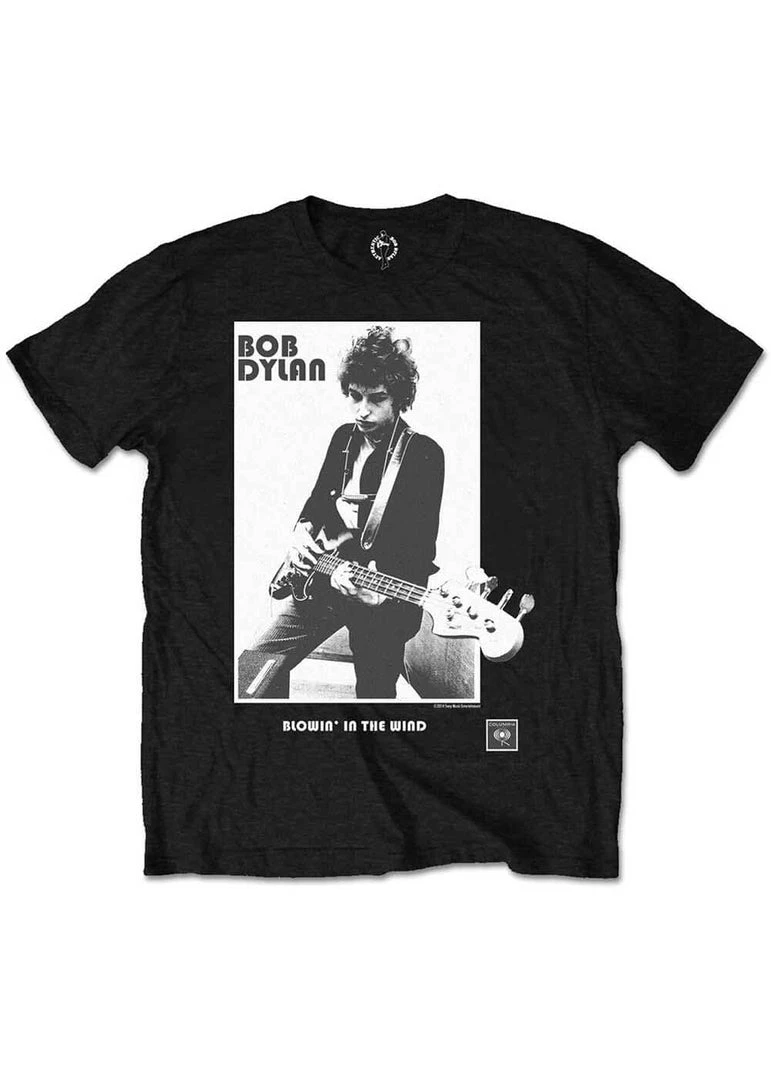 New In Band Shirts Bob Dylan Blowing In The Wind T-Shirt Black