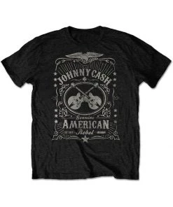 New In Band Shirts Johnny Cash American Rebel T-Shirt Black