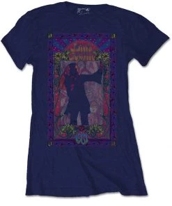 Band Shirts Janis Joplin Paisley & Flowers Frame Girly T-Shirt In Navy
