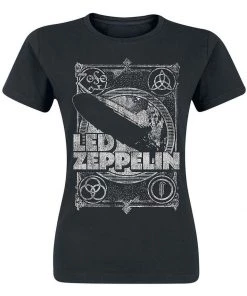 New In Band Shirts Led Zeppelin Vintage Girlie T-Shirt Black