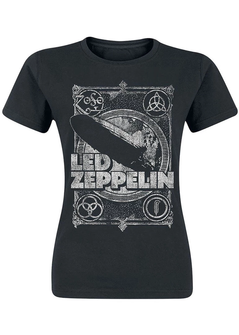 New In Band Shirts Led Zeppelin Vintage Girlie T-Shirt Black