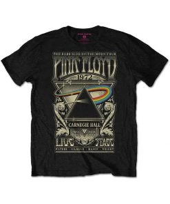 New In Band Shirts Pink Floyd Carnegie Hall Poster T-Shirt Black