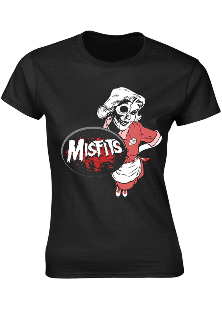 Band Shirts Misfits Waitress Girlie T-Shirt Black New In