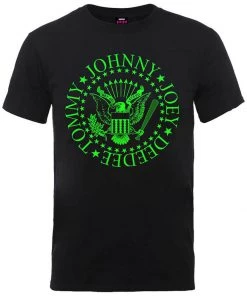 Band Shirts Ramones Green Seal T-Shirt Black New In