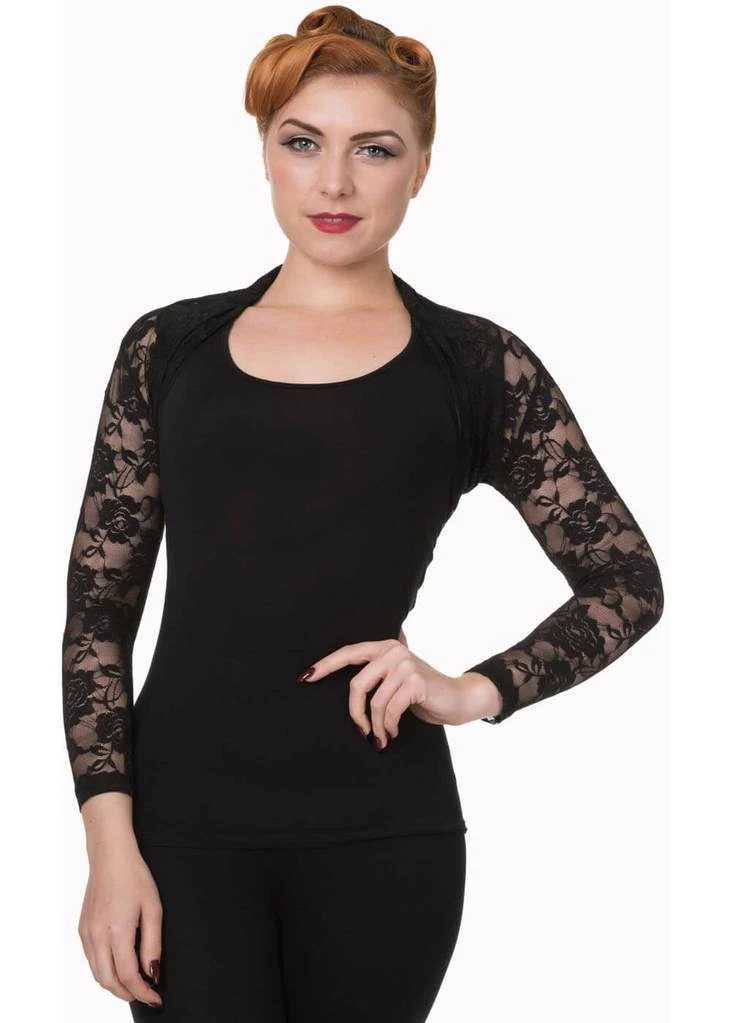 Banned Lace Rose 50's Bolero Black
