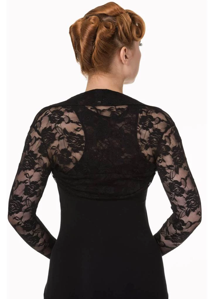 Banned Lace Rose 50's Bolero Black