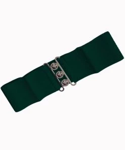 New In Banned Elastic 50's Belt Forest Green