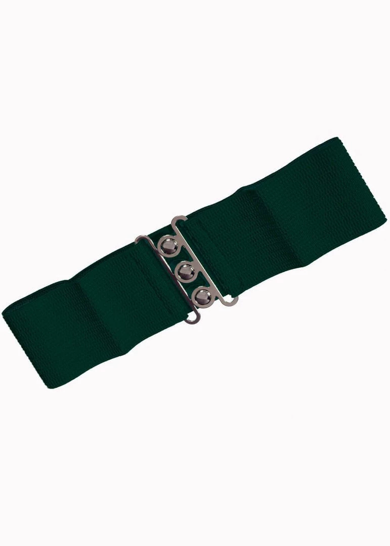 New In Banned Elastic 50's Belt Forest Green
