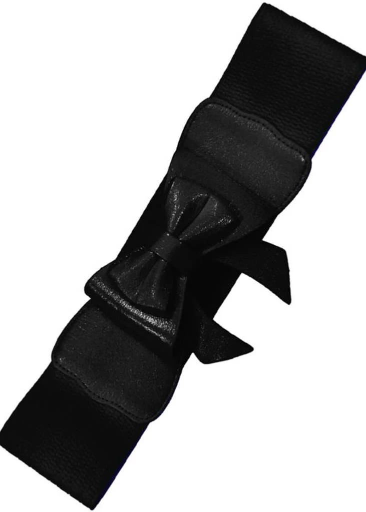 New In Banned Paris Bow Retro 50's Elastic Belt Black