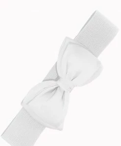 Banned Maria Bow 50's Retro Elastic Belt White New In