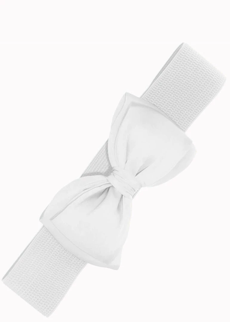 Banned Maria Bow 50's Retro Elastic Belt White New In