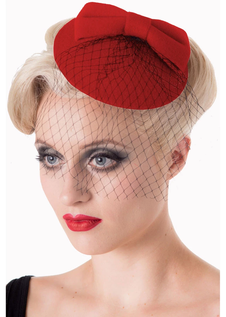 Banned Candice 50's Fascinator Red New In