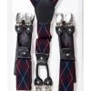 Banned Gentlemens Rhombus Rockabilly Braces Burgundy