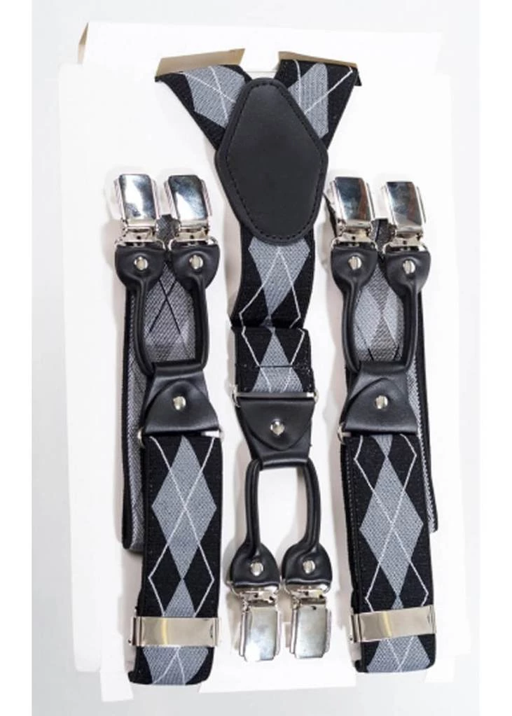 Banned Gentlemens Rhombus Rockabilly Braces Grey New In