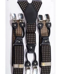 Banned Gentlemens Diamond X Rockabilly Braces Brown