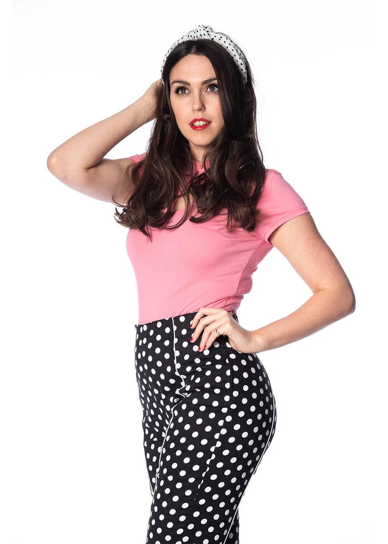 Banned Wanita Polkadot 60's Headband White New In