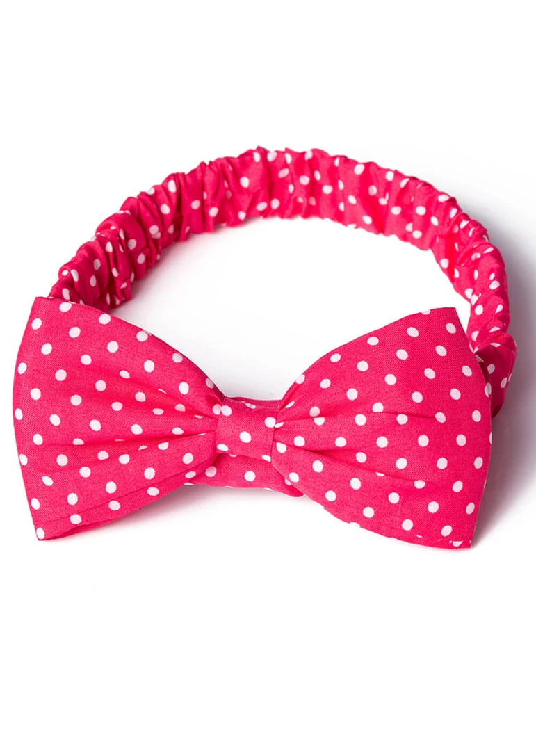Banned Dionne Polkadot Bow 50's Headband Dark Pink New In