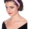 Banned Dionne Polkadot Bow 50's Headband Pink White New In