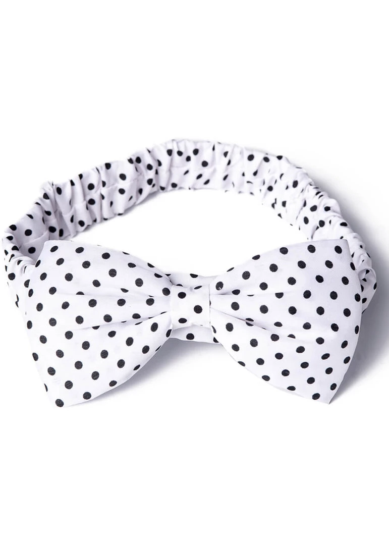 Banned Dionne Polkadot Bow 50's Headband White Black New In