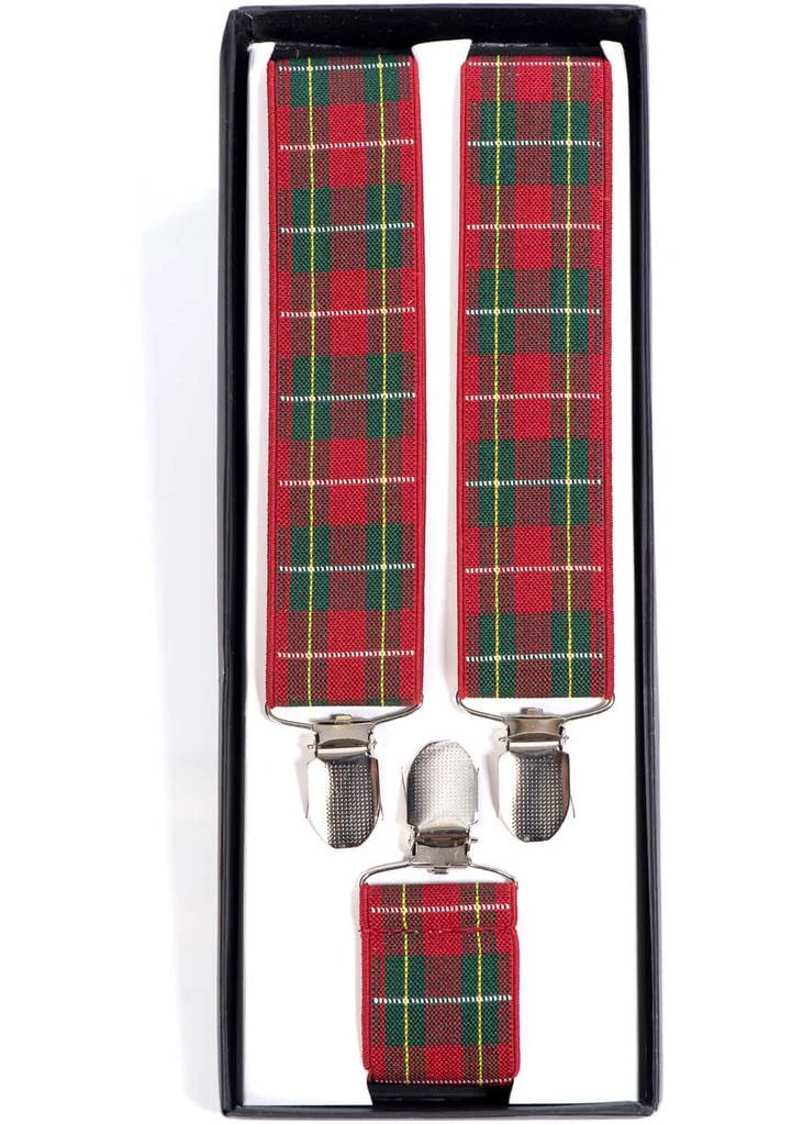 New In Banned Mens Tartan Rockabilly Braces Green