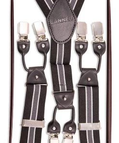 Banned Mens Nicholas Stripe Braces Black New In