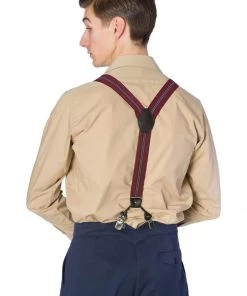 Banned Mens Nicholas Stripe Braces Burgundy