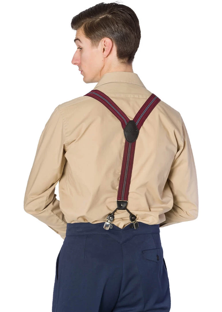 Banned Mens Nicholas Stripe Braces Burgundy