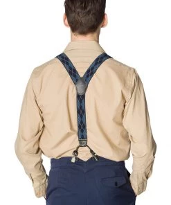 New In Banned Mens Timothy Braces Clip & Button Braces Blue