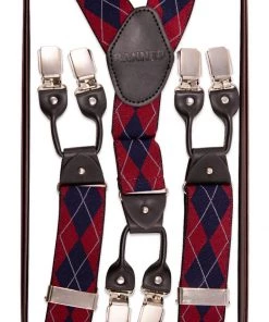 Banned Mens Timothy Rockabilly Braces 2 Closure Burgundy